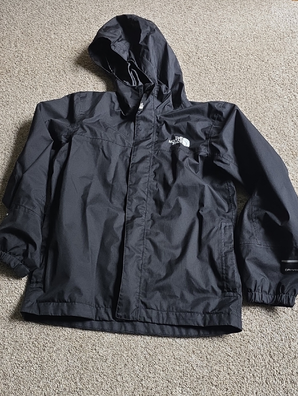 The North Face Kids Black Hooded Raincoat with Logo